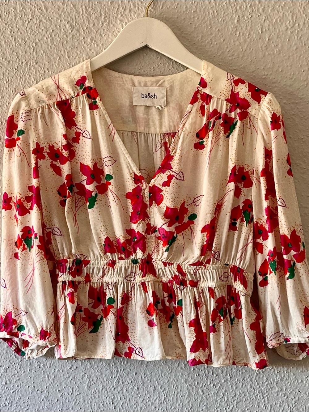 ba&sh Edon Floral Peplum Top